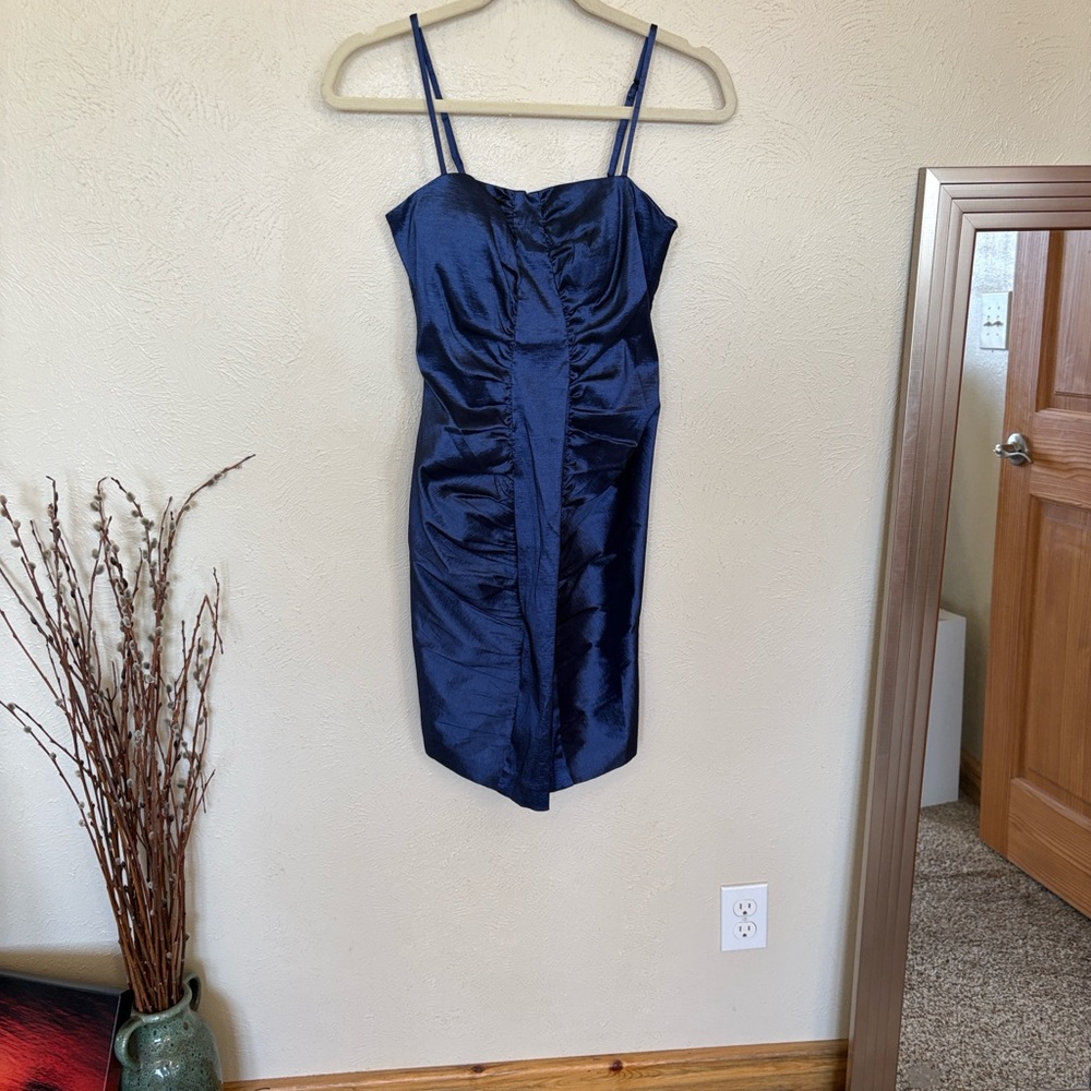 Calvin Klein Deep Navy Satin Slip Cocktail Style Dress